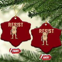 Frog Resist Ceramic Ornament Raised Fist Protest Fighter Retro Graphic - Wonder Print Shop