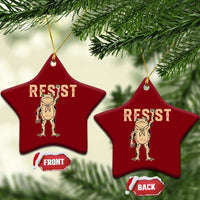 Frog Resist Ceramic Ornament Raised Fist Protest Fighter Retro Graphic - Wonder Print Shop