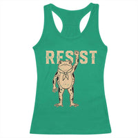 Frog Resist Racerback Tank Top Raised Fist Protest Fighter Retro Graphic - Wonder Print Shop