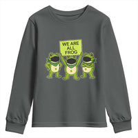We Are All Frog Youth Sweatshirt Frogs Protest Together Strong - Wonder Print Shop
