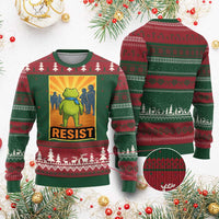 Resist Frog Graphic Ugly Christmas Sweater Protest Stand Against Fascism - Wonder Print Shop