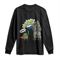 Funny Frog Protest Comic Graphic Long Sleeve Shirt Ribbit Resist Stand Against - Wonder Print Shop