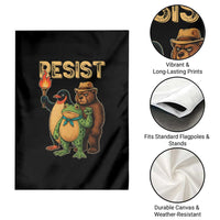 Resist Social Club 2025 Garden Flag Bear Penguin Frog Protest Unity for Social Justice - Wonder Print Shop
