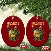Resist Social Club 2025 Ceramic Ornament Bear Penguin Frog Protest Unity for Social Justice - Wonder Print Shop