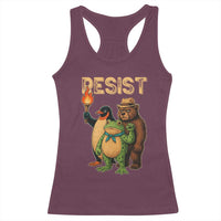 Resist Social Club 2025 Racerback Tank Top Bear Penguin Frog Protest Unity for Social Justice - Wonder Print Shop