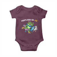 Portland On Ice 2025 Baby Onesie Resist Frog and Inflatable Animals Protest Sarcastic Politics - Wonder Print Shop