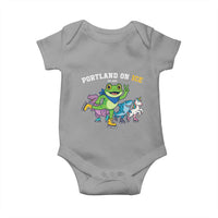 Portland On Ice 2025 Baby Onesie Resist Frog and Inflatable Animals Protest Sarcastic Politics - Wonder Print Shop