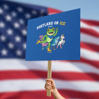 Portland On Ice 2025 Protest Sign Resist Frog and Inflatable Animals Protest Sarcastic Politics - Wonder Print Shop