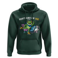 Portland On Ice 2025 Hoodie Resist Frog and Inflatable Animals Protest Sarcastic Politics - Wonder Print Shop
