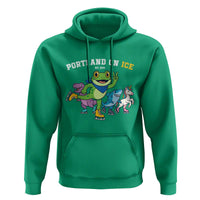 Portland On Ice 2025 Hoodie Resist Frog and Inflatable Animals Protest Sarcastic Politics - Wonder Print Shop