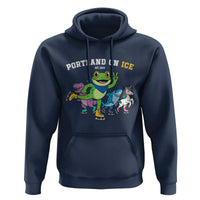 Portland On Ice 2025 Hoodie Resist Frog and Inflatable Animals Protest Sarcastic Politics - Wonder Print Shop