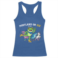 Portland On Ice 2025 Racerback Tank Top Resist Frog and Inflatable Animals Protest Sarcastic Politics - Wonder Print Shop