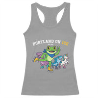 Portland On Ice 2025 Racerback Tank Top Resist Frog and Inflatable Animals Protest Sarcastic Politics - Wonder Print Shop