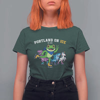 Portland On Ice 2025 T Shirt For Women Resist Frog and Inflatable Animals Protest Sarcastic Politics - Wonder Print Shop
