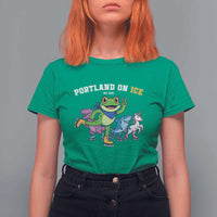 Portland On Ice 2025 T Shirt For Women Resist Frog and Inflatable Animals Protest Sarcastic Politics - Wonder Print Shop