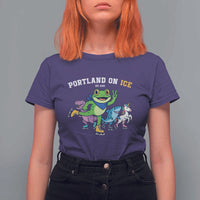 Portland On Ice 2025 T Shirt For Women Resist Frog and Inflatable Animals Protest Sarcastic Politics - Wonder Print Shop