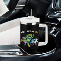 Portland On Ice 2025 Tumbler With Handle Resist Frog and Inflatable Animals Protest Sarcastic Politics - Wonder Print Shop