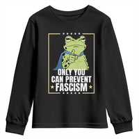 Only You Can Prevent Fascism Patriotic Frog Youth Sweatshirt Resist Protest Poster - Wonder Print Shop