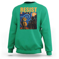 Starry Night Resist Frog Sweatshirt Resistance Protest Surreal Art Graphic - Wonder Print Shop
