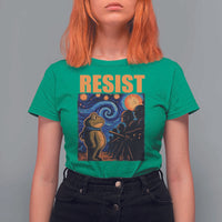 Starry Night Resist Frog T Shirt For Women Resistance Protest Surreal Art Graphic - Wonder Print Shop
