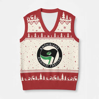 Amphibians Against Fascism V-Neck Knit Sweater Vest Anti-Fascist Frog Logo Portland Protest - Wonder Print Shop