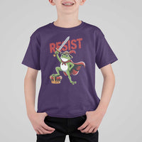 Sword Wielding Frog Resistance T Shirt For Kid Resist Protest No Kings - Wonder Print Shop