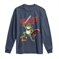 Sword Wielding Frog Resistance Long Sleeve Shirt Resist Protest No Kings - Wonder Print Shop