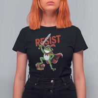 Sword Wielding Frog Resistance T Shirt For Women Resist Protest No Kings - Wonder Print Shop