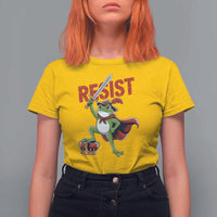 Sword Wielding Frog Resistance T Shirt For Women Resist Protest No Kings - Wonder Print Shop