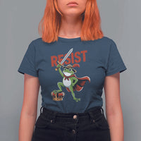 Sword Wielding Frog Resistance T Shirt For Women Resist Protest No Kings - Wonder Print Shop