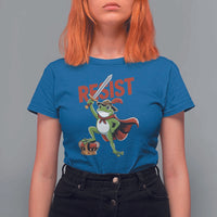 Sword Wielding Frog Resistance T Shirt For Women Resist Protest No Kings - Wonder Print Shop