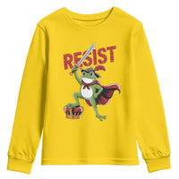 Sword Wielding Frog Resistance Youth Sweatshirt Resist Protest No Kings - Wonder Print Shop
