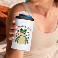 In Frog We Trust 4 in 1 Can Cooler Tumbler Patriotic Portland Frogs Protest American Flag - Wonder Print Shop