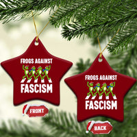 Santa Frog Against Fascism Ceramic Ornament Xmas Holiday Frogs Band Resistance Protest - Wonder Print Shop
