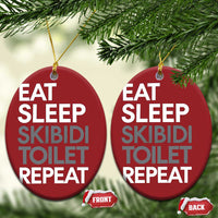 Eat Sleep Skibidi Toilet Repeat Christmas Ornament Funny Gen Alpha Slang - Wonder Print Shop