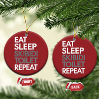 Eat Sleep Skibidi Toilet Repeat Christmas Ornament Funny Gen Alpha Slang - Wonder Print Shop