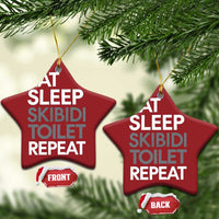 Eat Sleep Skibidi Toilet Repeat Christmas Ornament Funny Gen Alpha Slang - Wonder Print Shop