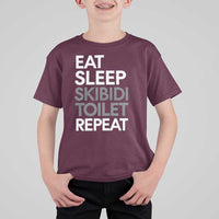 Eat Sleep Skibidi Toilet Repeat T Shirt For Kid Funny Gen Alpha Slang - Wonder Print Shop