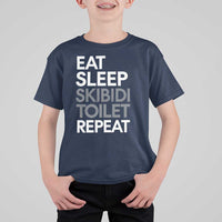 Eat Sleep Skibidi Toilet Repeat T Shirt For Kid Funny Gen Alpha Slang - Wonder Print Shop