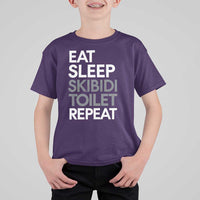 Eat Sleep Skibidi Toilet Repeat T Shirt For Kid Funny Gen Alpha Slang - Wonder Print Shop