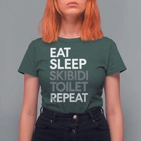 Eat Sleep Skibidi Toilet Repeat T Shirt For Women Funny Gen Alpha Slang - Wonder Print Shop