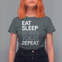 Eat Sleep Skibidi Toilet Repeat T Shirt For Women Funny Gen Alpha Slang - Wonder Print Shop