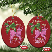 Green and Pink Coquette Bow Christmas Ornament Pink Goes Good With Green - Wonder Print Shop