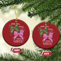 Green and Pink Coquette Bow Christmas Ornament Pink Goes Good With Green - Wonder Print Shop
