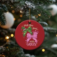 Green and Pink Coquette Bow Christmas Ornament Pink Goes Good With Green - Wonder Print Shop