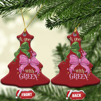 Green and Pink Coquette Bow Christmas Ornament Pink Goes Good With Green - Wonder Print Shop