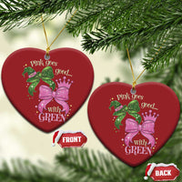 Green and Pink Coquette Bow Christmas Ornament Pink Goes Good With Green - Wonder Print Shop