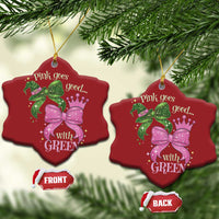 Green and Pink Coquette Bow Christmas Ornament Pink Goes Good With Green - Wonder Print Shop