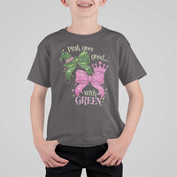 Green and Pink Coquette Bow T Shirt For Kid Pink Goes Good With Green - Wonder Print Shop