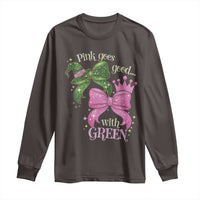 Green and Pink Coquette Bow Long Sleeve Shirt Pink Goes Good With Green